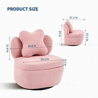 Garvee 360° Swivel Armchair with Storage, Teddy Velvet Accent Chair with Pillow, Ergonomic Design, 300 Lbs Capacity, Easy Assembly, Modern Lounge Chair for Living Room, Bedroom & Office, Pink