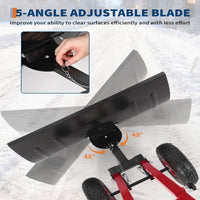 Garvee Snow Shovel 29x14in Heavy-Duty Carbon Steel 5-Position Angled Blade Adjustable Handle Wheels for Driveway Sidewalk