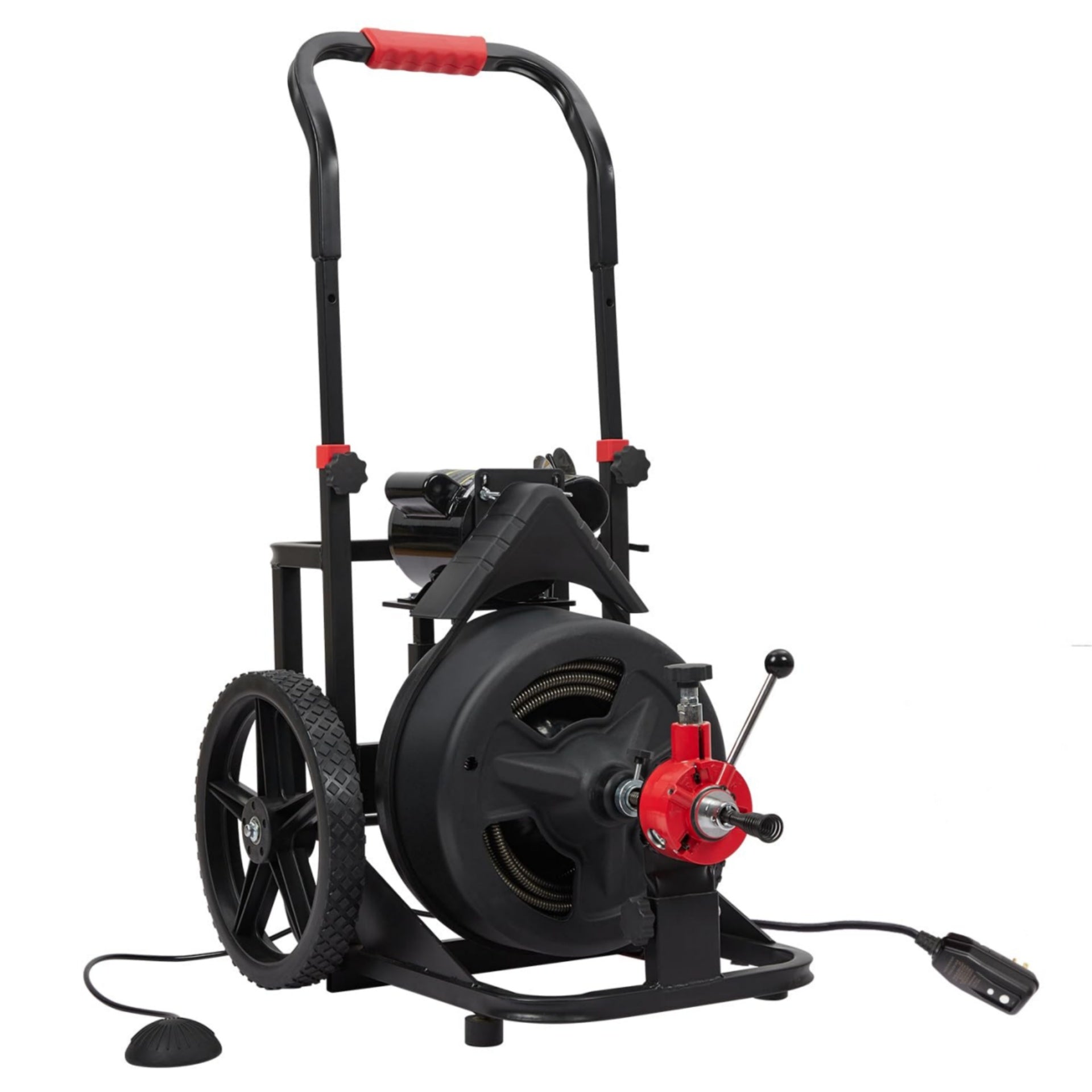 Garvee 100Ft x 1/2 Inch Drain Cleaner Machine 6.8A, Professional Auto-feed Electric Drain Auger for 1 to 4 Inch Pipes, with 6 Cutters, Glove, Drain Auger Cleaner Sewer Snake