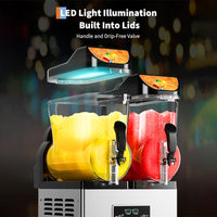 Garvee Commercial Slushy Machine 15Lx3 1200W Stainless Steel Self-Cleaning Large Capacity for Home Party Restaurants Cafe Bars