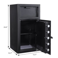 Garvee 2.9 Cubic ft Depository Safe Digital Depository Safe Box, Electronic Steel Safe with Keypad, Locking Drop Box with Slot, Metal Lock Box with Two Emergency Keys for Your Valuables, Black