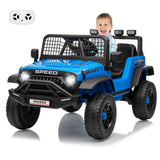 Garvee 12V Kids Ride On Truck Car with Parent Remote Control, 3 Speeds, Emergency Braking, LED Lights, Music & Horn, Blue, Outdoor Adventure Toy - Blue