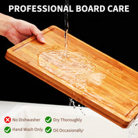 Garvee 16" x 11"Large Bamboo Cutting Board with Juice Groove and Handles Wood Cutting Board for Kitchen