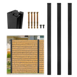 Garvee 3 Pack 6Ft Aluminum Fence Post, 3-Way Adjustable Matte Black Rustproof Privacy Fence Posts for Outdoor Wood Panels - Black
