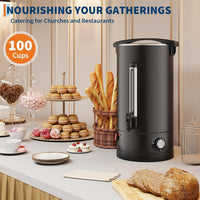 Garvee Double Wall Commercial Coffee Urn – 12L Stainless Steel Large Capacity Hot Water & Coffee Dispenser, Fast Heating Percolator – For Catering, Buffet, Event, Party, Office – Specification: 12L