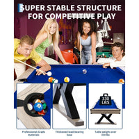 Garvee 7.4 ft Pool Table Heavy Duty X-Shape Metal Legs Complete Set for Home Game Room Blue Cloth
