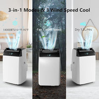 Garvee 12000 BTU 3-in-1 Portable AC Unit | Cools 550 sq.ft with Fast Auto Cooling | Quiet Air Conditioner with Dehumidifier for Bedroom & Living Room - White