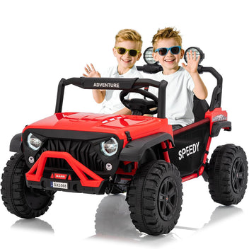Garvee Ride P Series 24V Kids Toddler Ride On Truck 4WD 3 Speeds Large 7AH Battery Bluetooth MP3 Parent Safety Brake Red Outdoor Play - Red