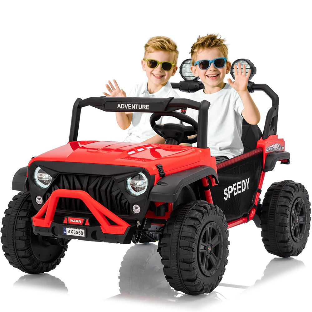 Garvee Ride P Series 24V Kids Toddler Ride On Truck 4WD 3 Speeds Large 7AH Battery Bluetooth MP3 Parent Safety Brake Red Outdoor Play - Red