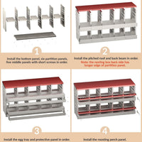 Garvee 10-Compartment Galvanized Steel Nest Box - w/Perch Rod, Egg Tray & Ventilation, Rustproof for Poultry Coops Quick Assembly