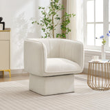 Garvee Swivel Barrel Accent Chair, Mid Century 360° Comfy Round Accent Sofa for Bedroom, Modern Accent Armchair Reading Chair for Living Room Waiting Room,Office Accent Chair with Arms,Cream - Cream