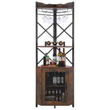 Garvee Corner Bar Cabinet, 5-Tiers Home Corner Wine Cabinet, Liquor Cabinet Bar with Glass & Wine Holder for Living Room/Kitchen
