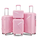 Garvee Luggage Sets 4 Piece Expandable Lightweight Suitcase With 4 Double 360° Mute Spinner Wheels Pp Materials Durable Tsa Lock Travel Luggage Pink - Pink