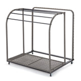 Garvee Poolside Towel Rack Outdoor,Rattan Weaving Towel Rack Freestanding,Storage Organizer with Compartment for Floats, Pool Noodles, Swimming Rings,5 Bar Towel Storage for Outdoor/Indoor - Grey