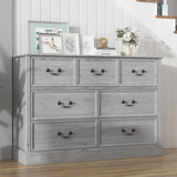 Garvee 7 Drawers Dresser for Bedroom, Wood Modern Dresser Chest of Drawers Organizer Storage, Rustic Tall Farmhouse Dresser Chest of Drawer for Living Room, Closet, Hallway Children's Room, Gray - Gray