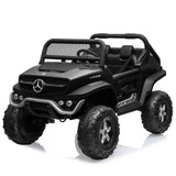Garvee Ride - P Series: 2 Seater Kids Ride On Truck 24V Ride On Toy Licensed Mercedes Benz Battery Powered Electric Vehicle for Toddles With Remote Control, Battery Display, Trunk, Spring Suspension, Led Lights, Music, Black - Black