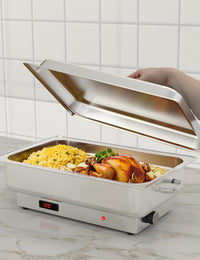 GARVEE 2 PACK Electric Chafing Dish Buffet Set 9 QT Buffet Servers and Warmers Digital Display Temperature Warming Tray Stainless Steel Food Warmer for Parties Weddings Caterings