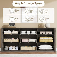 Garvee 9 Drawer Dresser for Bedroom, Wide Modern Chest of Drawers, Large Wood Dresser Wooden Storage Organizer for Living Room, Hallway Entryway, Gray