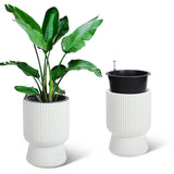 Garvee 14 Inch Plant Pots, Self Watering Planters Set of 2 with Drainage Holes, Tall planters for Indoor Plants, Flower Pots with Water Level Monitor, for Patio, Porch, Living Room, Home Office, White - White
