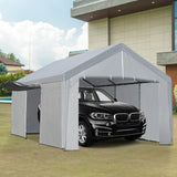 Garvee 13'x20' Heavy Duty Carport, Car Canopy Storage Shed, Portable Garage Party Tent with Removable Sidewall & Door for Truck, Grey - Grey