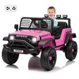Garvee 12V Kids Ride On Truck Car with Parent Remote Control, 3 Speeds, Emergency Braking, LED Lights, Music & Horn, Pink for Boys and Girls Outdoor Adventures - Pink