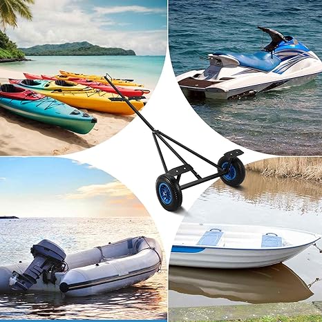 Garvee Adjustable Boat Trailer Dolly, 420lbs Load Capacity Carbon Steel Trailer Mover for Moving Kayaks, Motorboats, and Fishing Boats, Adjustable Length 96 Inch -116 Inch