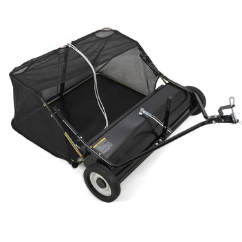 Garvee 50" Lawn Sweeper Tow Behind, Heavy Duty Yard Sweeper Pull Behind with 26 Cu.Ft Large Hopper & Adjustable Sweeping Height, Universal Leaf Grass Collector for Tractor ATV UTV, Black