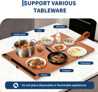 GARVEE 2-Zone Heating Food Mat - 24"X15" Warming Mat for Food Rollable Full-Surface Warmer with 6 Temp Settings & 3H Timer, Anti-Slip Heat-Insulated Pad for Meals (Orange)