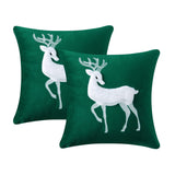 Garvee Christmas Throw Pillow Covers Set of 2, Modern Soft Velvet Sofa Square Cushion Pillowcases for Christmas Home Decor, Elk Patterns, Green, 18 x 18 Inch - Green1
