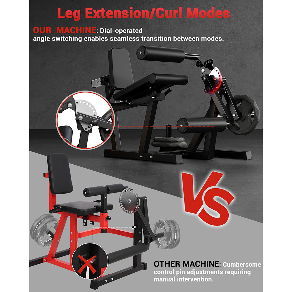 Garvee Leg Extension and Curl Machine 4 in-1 Leg Press Home Gym Adjustable 700 LBS Red and Black
