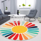 Garvee Washable 5x5 Circle Rug Low Pile Round Rug for Bedroom Living Room Non Slip Nursery Rug Non Shedding Kids Room Rug, Red - Multicolor