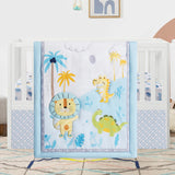 Garvee Dinosaur Crib Bedding Set for Girls Boys, 3 Piece Soft Baby Bedding Set Including Quilt, Fitted Crib Sheet and Crib Skirt