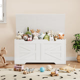 Garvee Wooden Storage Chest with Superior Load Capacity, Safety Hinge, MDF Board, Ample Storage Space, and 350 lb Support for Living Room, Bedroom, and Playroom - White