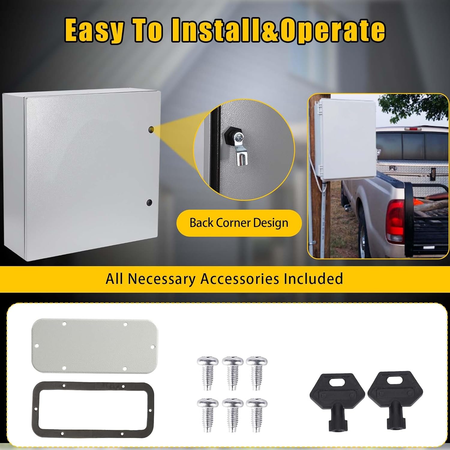 Garvee Steel Electrical Box,15.7 x 12 x 23.6 inches,IP66, Lockable, for Outdoor/Indoor Safety
