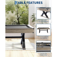 Garvee 7.4 ft Pool Table Heavy Duty 84" Billiard Tables with X-Shape Metal Legs Complete Set for Home Family Game Room Black Cloth