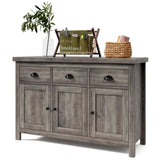Garvee Kitchen Cabinet Sideboard with Storage, 3 Drawers, 3 Doors, Farmhouse Design, Retro Handle, Adjustable Shelves, Grey Wash - grey