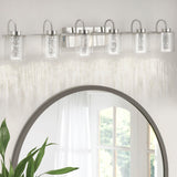 Garvee Bathroom Light Fixtures, 6 Light Brushed Nickel Vanity Lights Crystal Bubble Glass Dimmable 3 Color Temperatures Modern Bathroom Wall Sconce for Bathroom Hallway Kitchen Bedroom Living Room - Nickel