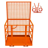 Garvee Forklift Safety Cage, 43"x45" Forklift Man Basket,1800lbs Capacity Forklift Work Platform with Safety Harness & Lock,Forklift Aerial Platform 2-Man Collapsible Lift Basket for Lifting Loader - Orange