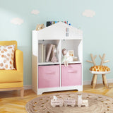 Garvee Kids Dollhouse Bookcase With Storage Toddler Bookshelf 2-Tier Organizer White One Size - White