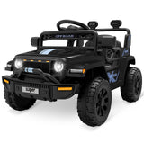 Garvee Ride - P Series: 12V Ride On Toy w/Parent Remote Control, Steering Wheel Music, 4-Wheel Spring Suspension, Led Lights, 2 Speeds, Kids Electric Vehicles for Age 3-5, Black - Black