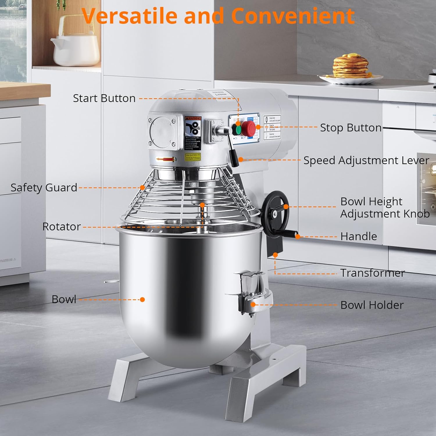 Garvee 15QT Commercial Food Mixer, Professional Large Stand Mixer With 3-Speed Adjustable, Heavy Duty Electric Dough Mixer for Restaurant Industrial Grade, Steel Bowl, Dough Hooks