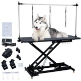 Garvee 60" Hydraulic Dog Grooming Table for Pet, Heavy Duty Structural Hydraulic Max Load 350Lbs Professional Pet Grooming Table with Adjustable Overhead Arm & Noose Height Range 9.4''-39.4'' - Black