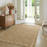 Garvee Bow Washable 5x7 Area Rugs Non Slip Printed Soft Non Shedding Foldable Low Pile Stain Resistant Carpet for Living Room Bedroom Light Brown - Light Brown