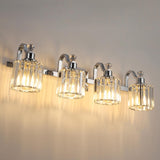Garvee Modern Bathroom Vanity Light 4-Lights Stainless Steel Crystal Vanity Lights Over Mirror Modern Crystal Bathroom Wall Lighting Fixtures - Chrome