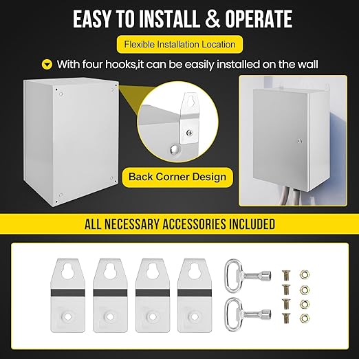 Garvee Junction Box, Steel Electrical Box 24x16x12", NEMA 4X Electrical Enclosure Box IP66 Waterproof & Dustproof, Universal Electrical Project Box with Lock & Mounting Plate