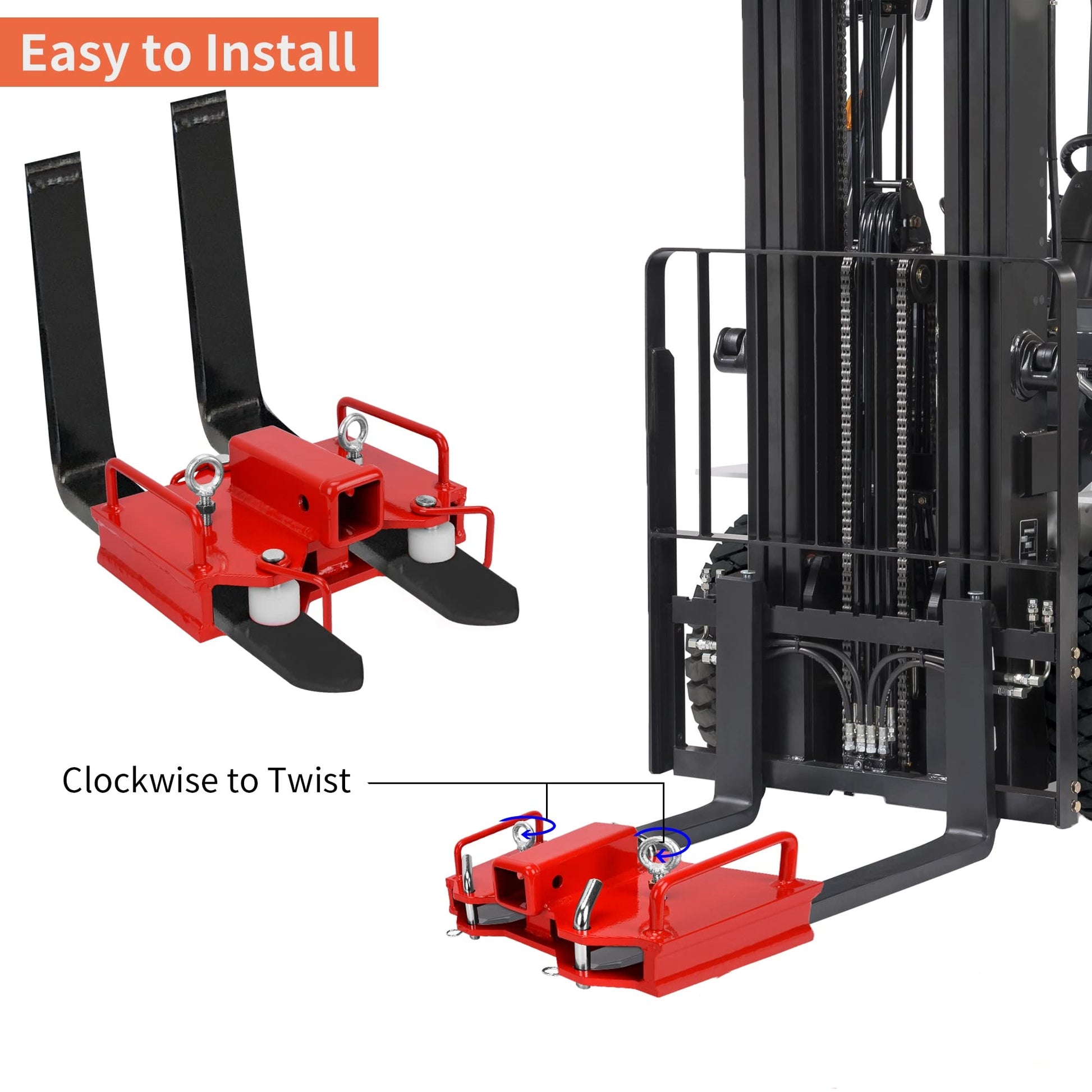 Garvee 2-Inch Forklift Trailer Hitch Receiver, 7000 lbs Capacity, Dual-Pallet Forks Compatible, Red