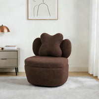 Garvee 360° Swivel Armchair with Storage, Teddy Velvet Accent Chair with Pillow, Ergonomic Design, 300 Lbs Capacity, Easy Assembly, Modern Lounge Chair for Living Room, Bedroom & Office, Brown