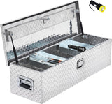 Garvee Aluminum Diamond Plate Tool Box 13x13x39 Inch, Heavy Duty Truck Toolbox with Sliding Shelf, Waterproof Truck Storage Organizer Chest for Pick Up Truck RV Trailer with Lock & Keys, Silver - Silver