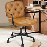Garvee Office Chair Ergonomic Desk Chair with Mid Back Support Armrest, Height Adjustable, PU Leather, Rolling Swivel - Brown + Black