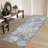 Garvee Floral Runner Rug 2x6 Runner Rugs for Hallway Boho Runner Non Slip Modern Floral Kitchen Rug Runner, Washable Entryway Runner Rug with Rubber Backing Low Profile Rug,2x6 - Gray
